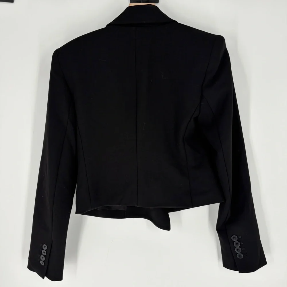 Express Black Stylist Peak Lapel Double Breasted Cropped Blazer - Picture 7 of 9